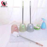 plastic bathroom brush with stainless steel stick plastic toilet brush set